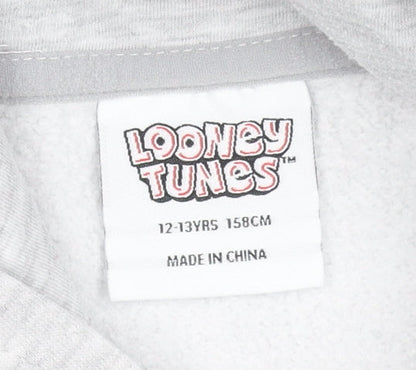 Girls UK Size 12-13 Years Looney Tunes Grey Pullover Hoodie