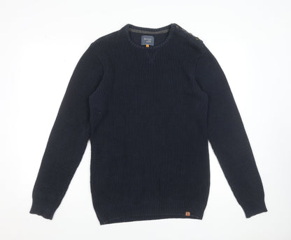 Blend Men's Blue Cotton Waffle-Knit Crew Neck Jumper XL