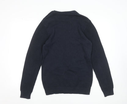 Blend Men's Blue Cotton Waffle-Knit Crew Neck Jumper XL