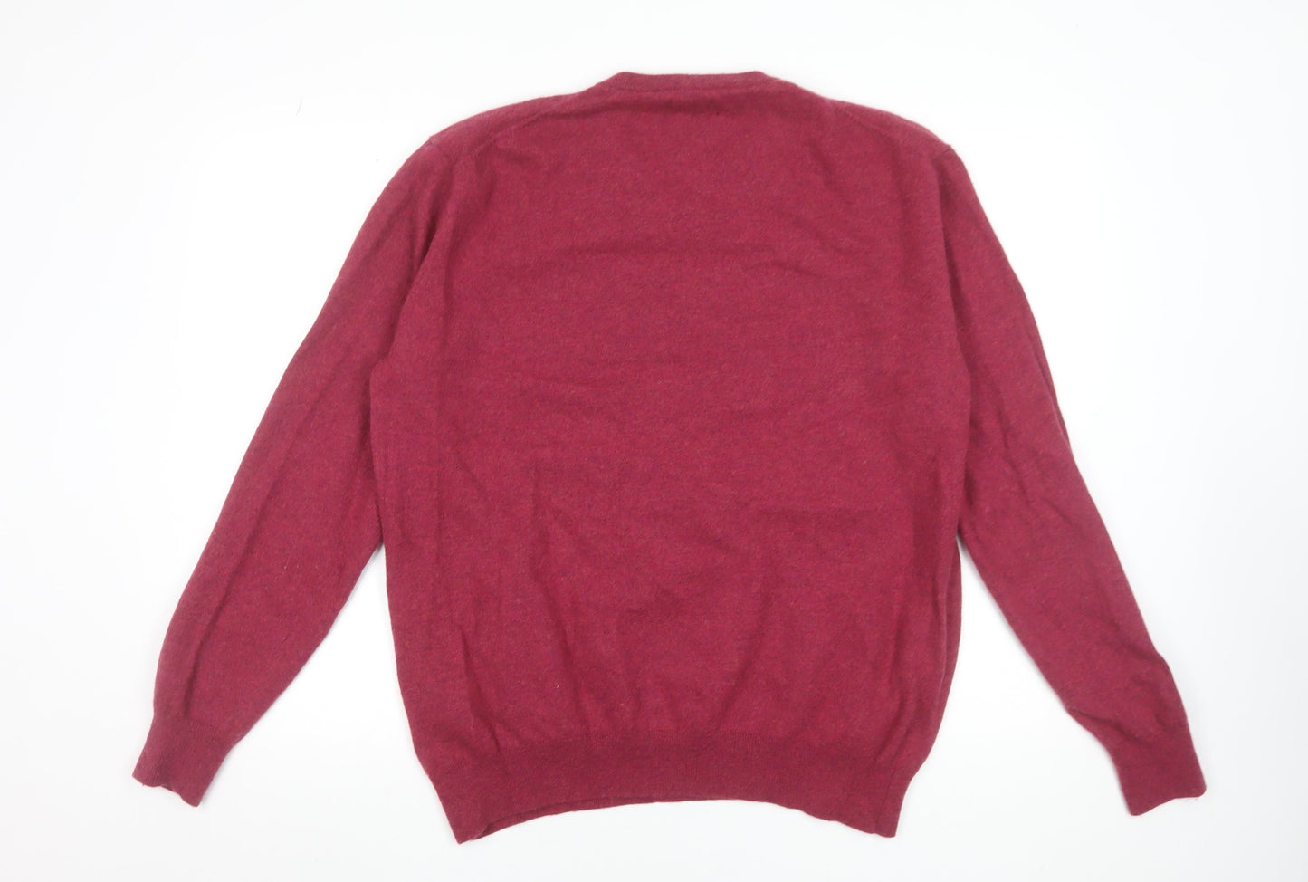 Vedoneire Mens Red XL V-Neck Lambswool Blend Pullover Jumper