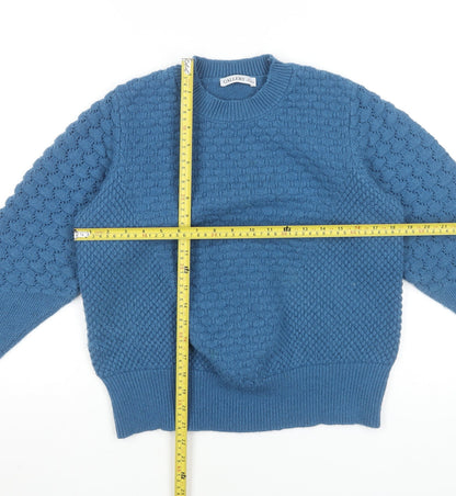 Gallery Women's Blue Knit Crew Neck Pullover Jumper Size L