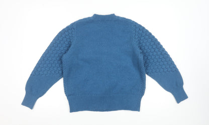 Gallery Women's Blue Knit Crew Neck Pullover Jumper Size L