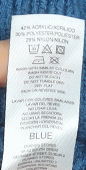 Gallery Women's Blue Knit Crew Neck Pullover Jumper Size L