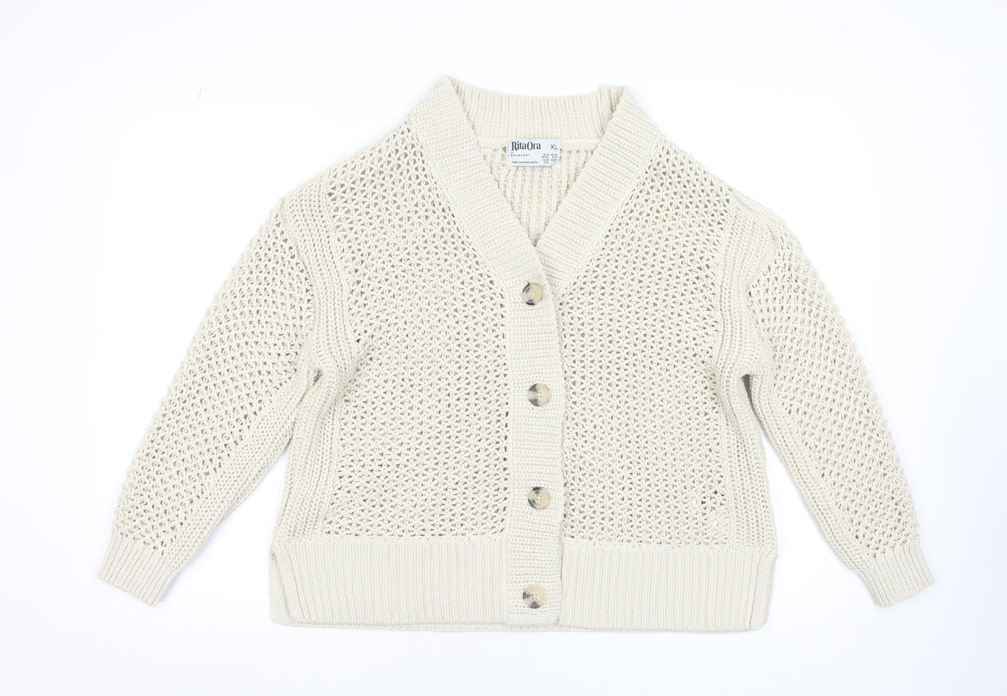 Womens UK Size XL Rita Ora x Primark Beige Cardigan Jumper