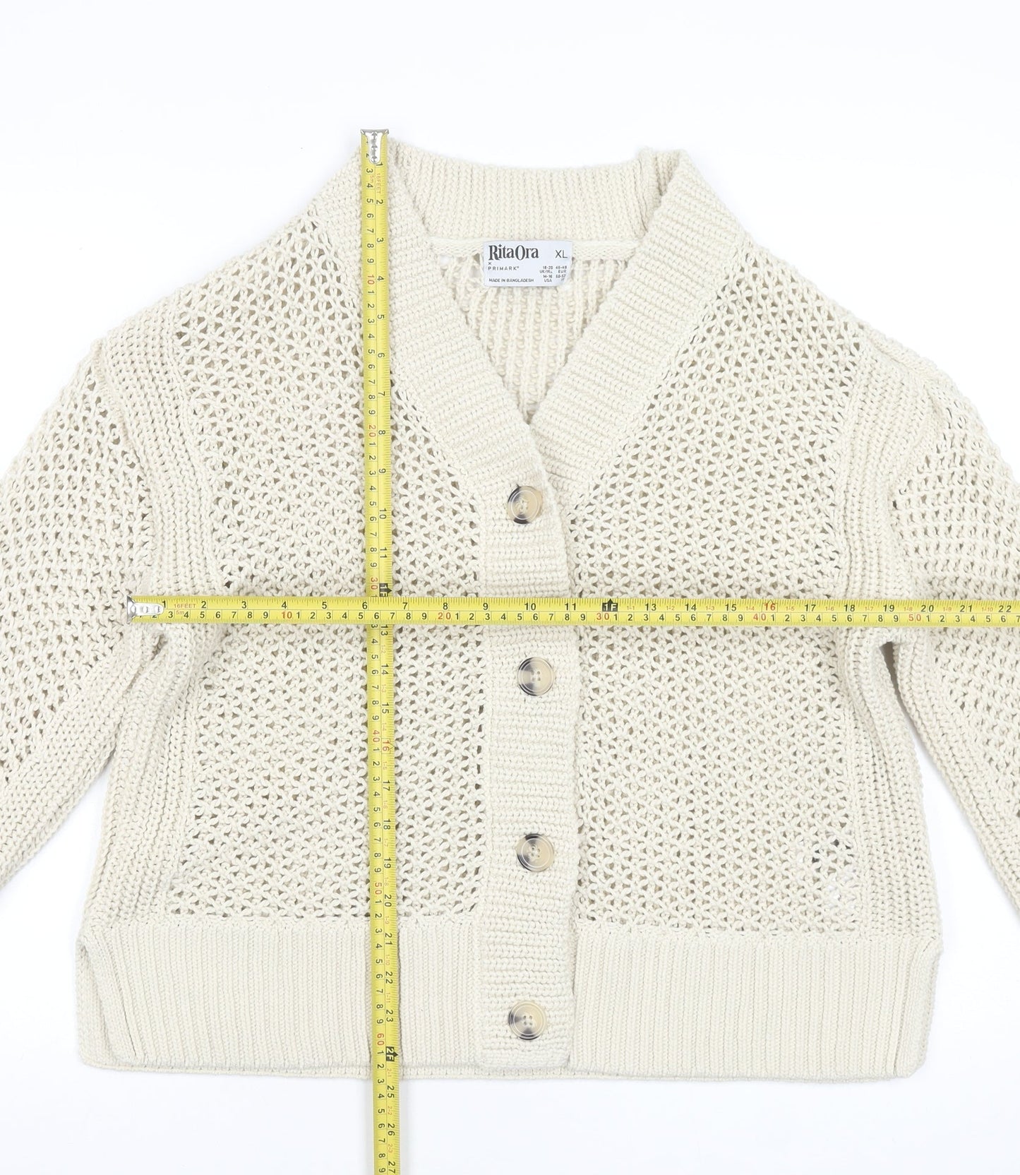 Womens UK Size XL Rita Ora x Primark Beige Cardigan Jumper