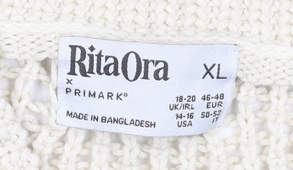 Womens UK Size XL Rita Ora x Primark Beige Cardigan Jumper