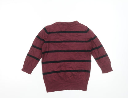 Debenhams Women’s Red Striped Petite Jumper Size 10 3/4 Sleeve Knitwear