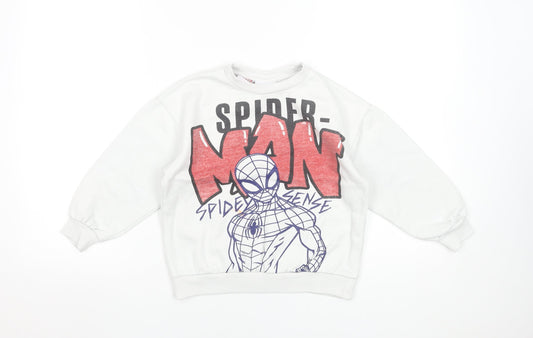 Lefties Boys White Spider-Man Crew Neck Sweatshirt 5-6 Years Marvel Graphic