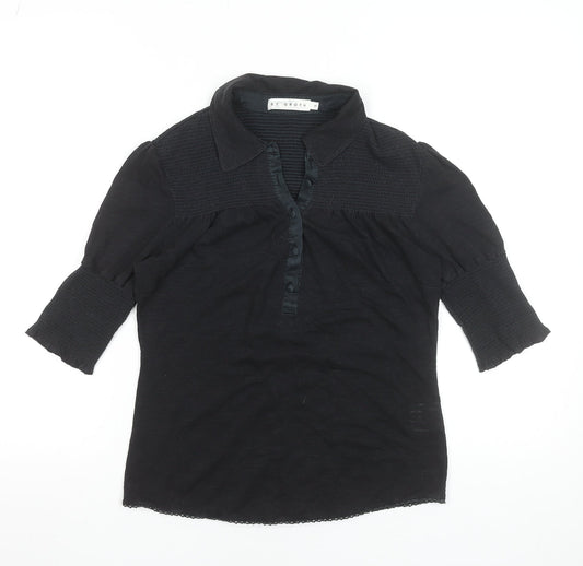 Womens UK Size S BY GROTH Black Basic Blouse