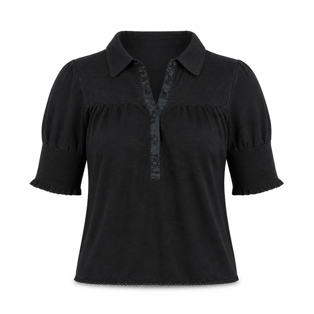 Womens UK Size S BY GROTH Black Basic Blouse