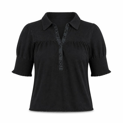 Womens UK Size S BY GROTH Black Basic Blouse