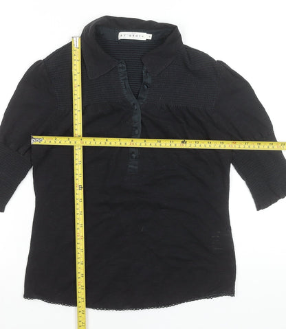 Womens UK Size S BY GROTH Black Basic Blouse