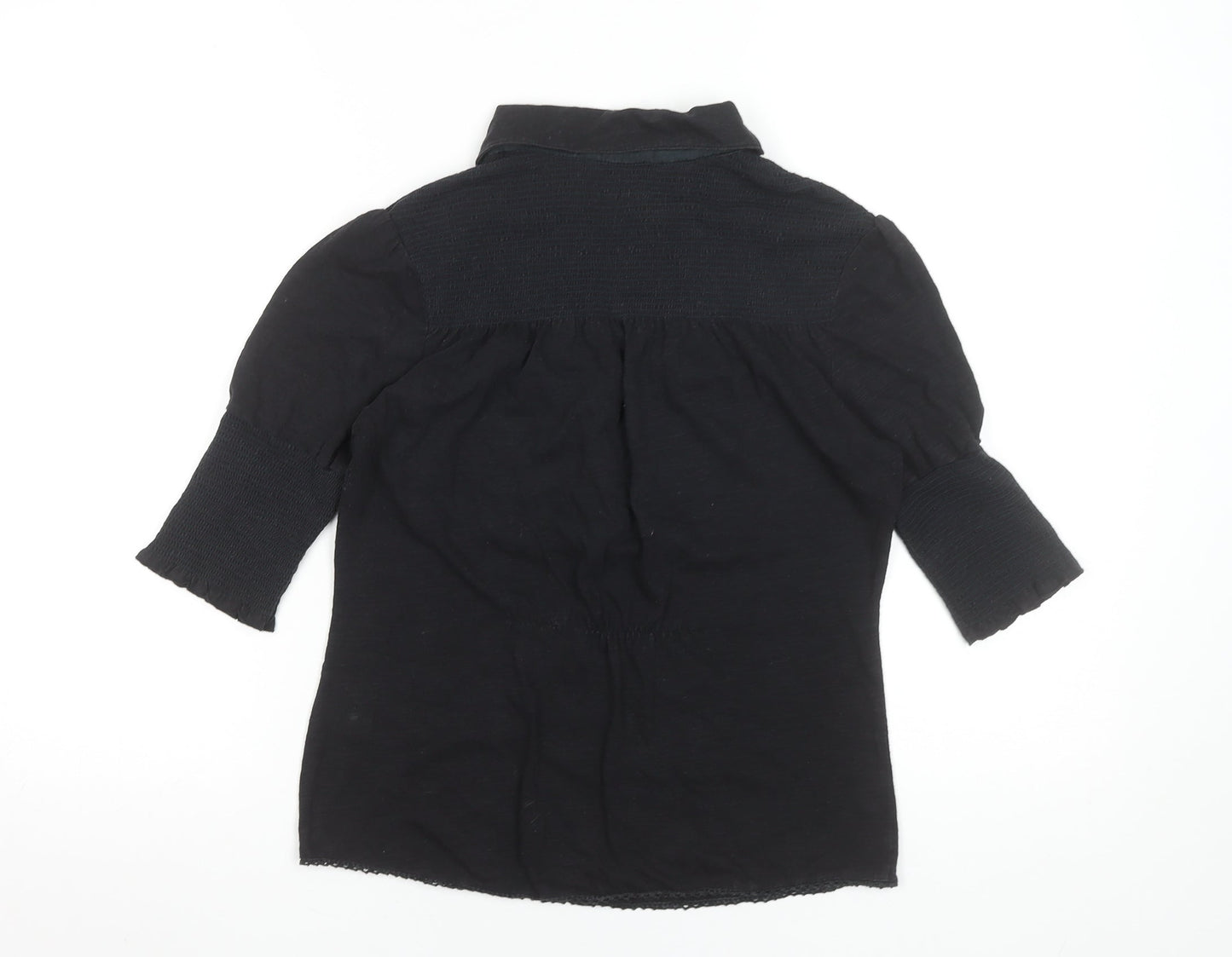 Womens UK Size S BY GROTH Black Basic Blouse