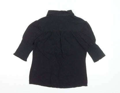 Womens UK Size S BY GROTH Black Basic Blouse