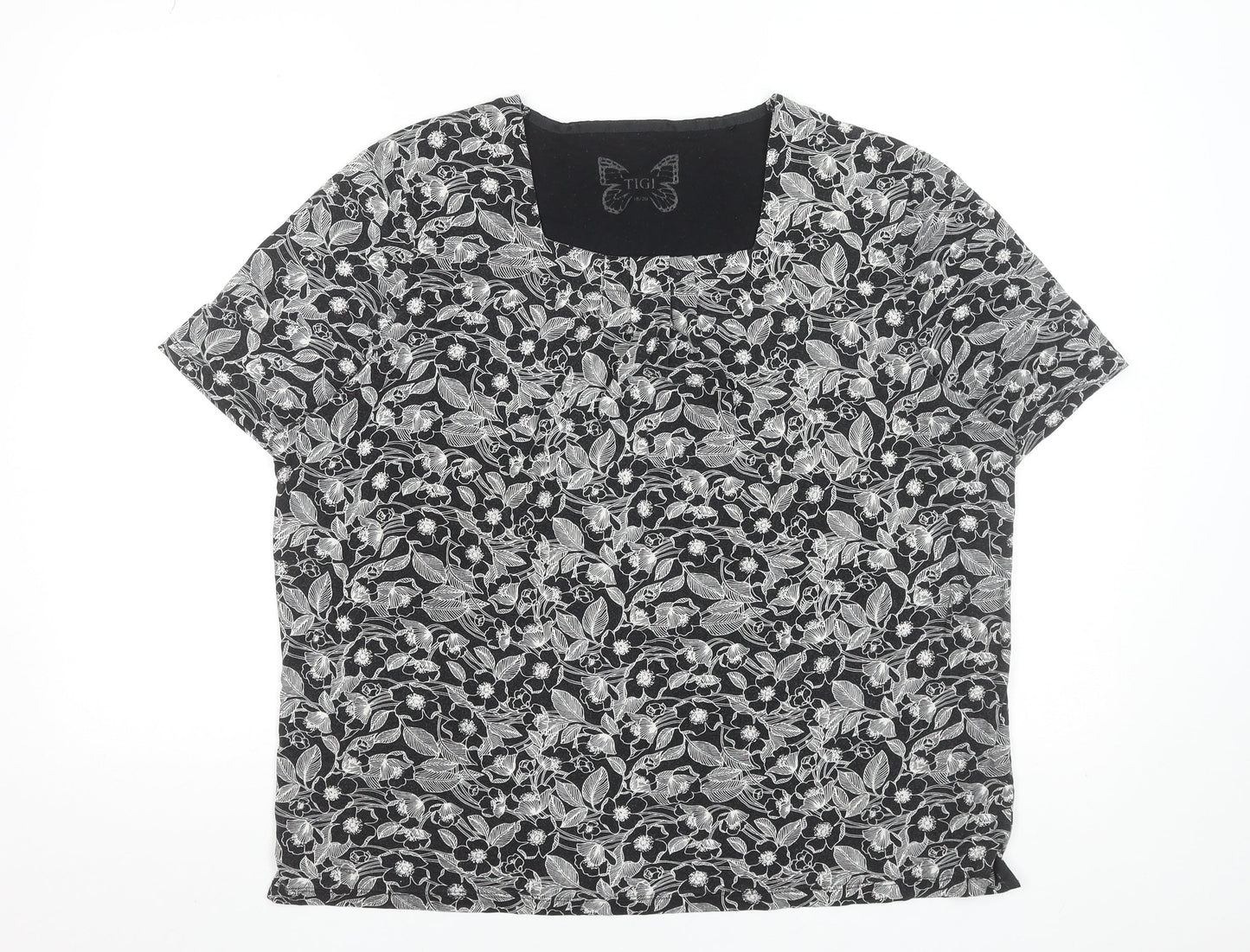 Womens UK Size 18 Tigi Black Basic T-Shirt