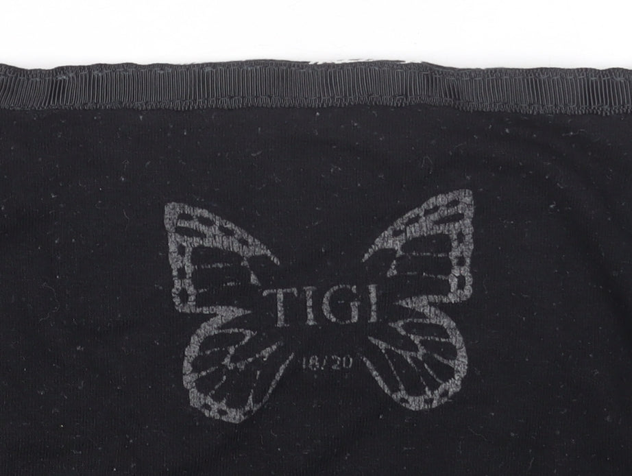 Womens UK Size 18 Tigi Black Basic T-Shirt