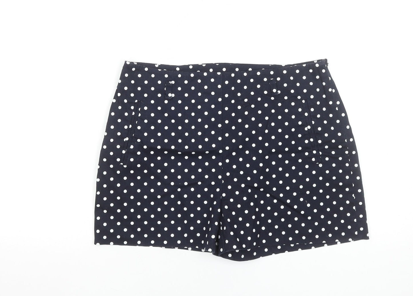 Dunnes Stores Women Blue Polka Dot Cotton Chino Shorts Size 12