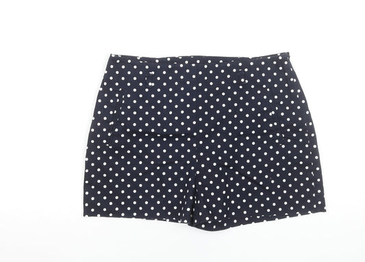 Dunnes Stores Women Blue Polka Dot Cotton Chino Shorts Size 12