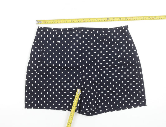 Dunnes Stores Women Blue Polka Dot Cotton Chino Shorts Size 12
