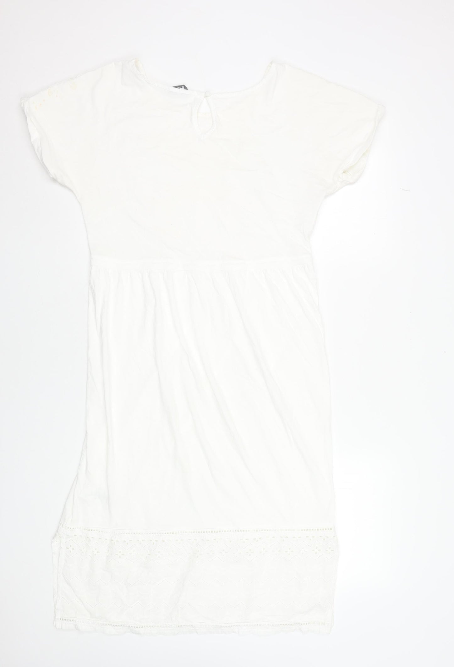 Next Women White Cotton Knee Length Shift Dress Size 10