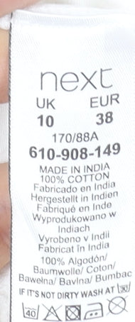 Next Women White Cotton Knee Length Shift Dress Size 10