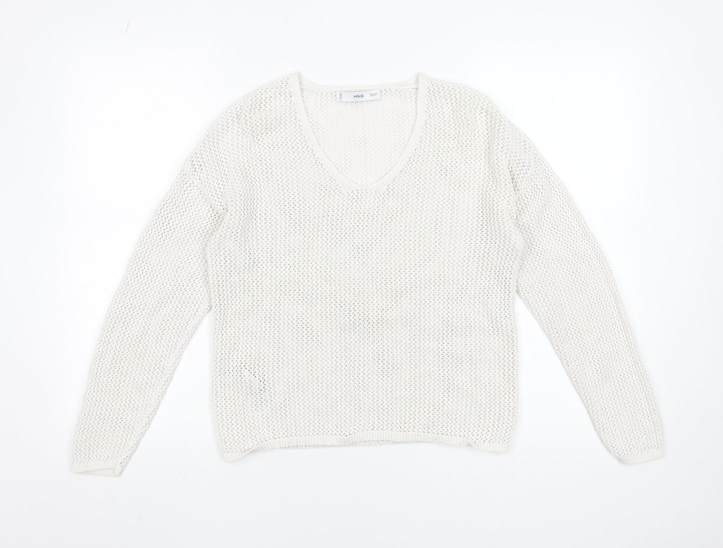 Womens UK Size S MNG White Pullover Jumper