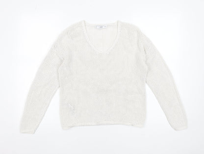 Womens UK Size S MNG White Pullover Jumper