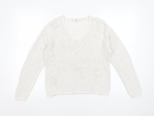 Womens UK Size S MNG White Pullover Jumper