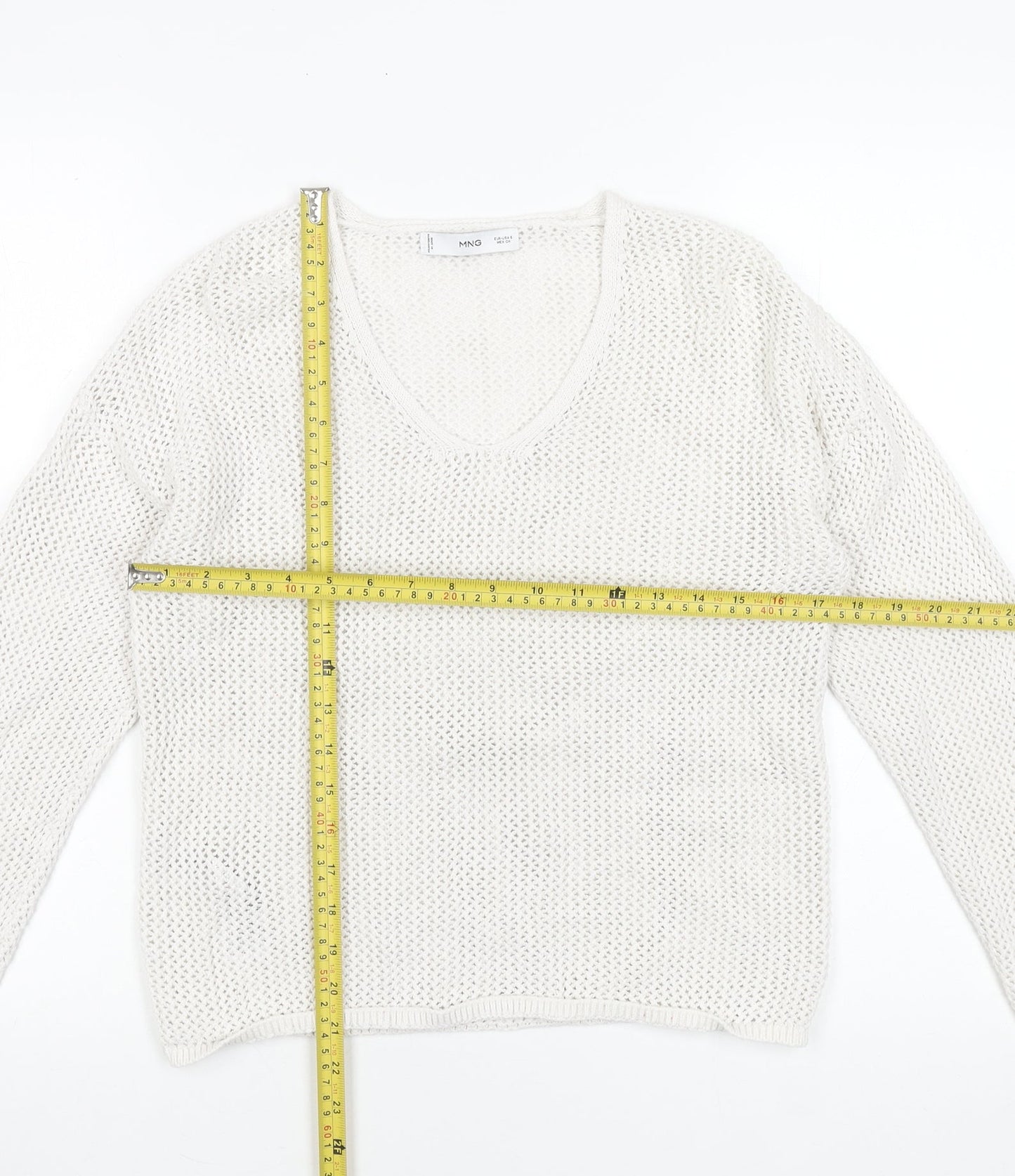 Womens UK Size S MNG White Pullover Jumper