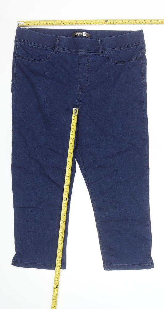 PEP&CO Womens Blue Cropped Slim Fit Stretch Jeans Size 16