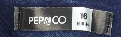PEP&CO Womens Blue Cropped Slim Fit Stretch Jeans Size 16