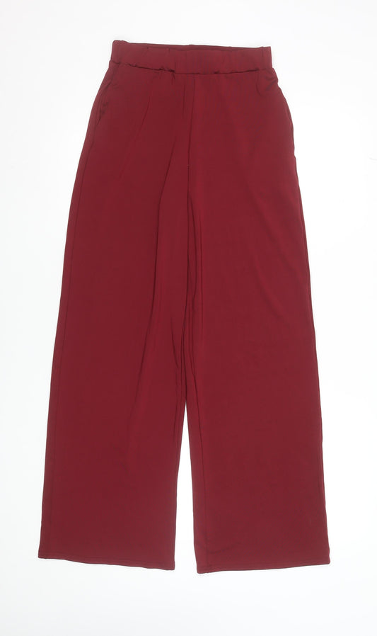 Womens UK Size S Drôle de Copine Regular Fit Casual Travel Workwear Red Trousers