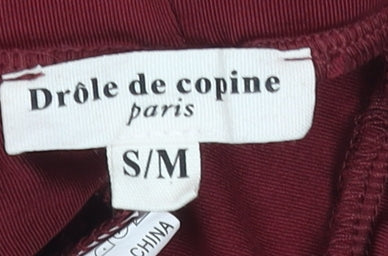 Womens UK Size S Drôle de Copine Regular Fit Casual Travel Workwear Red Trousers