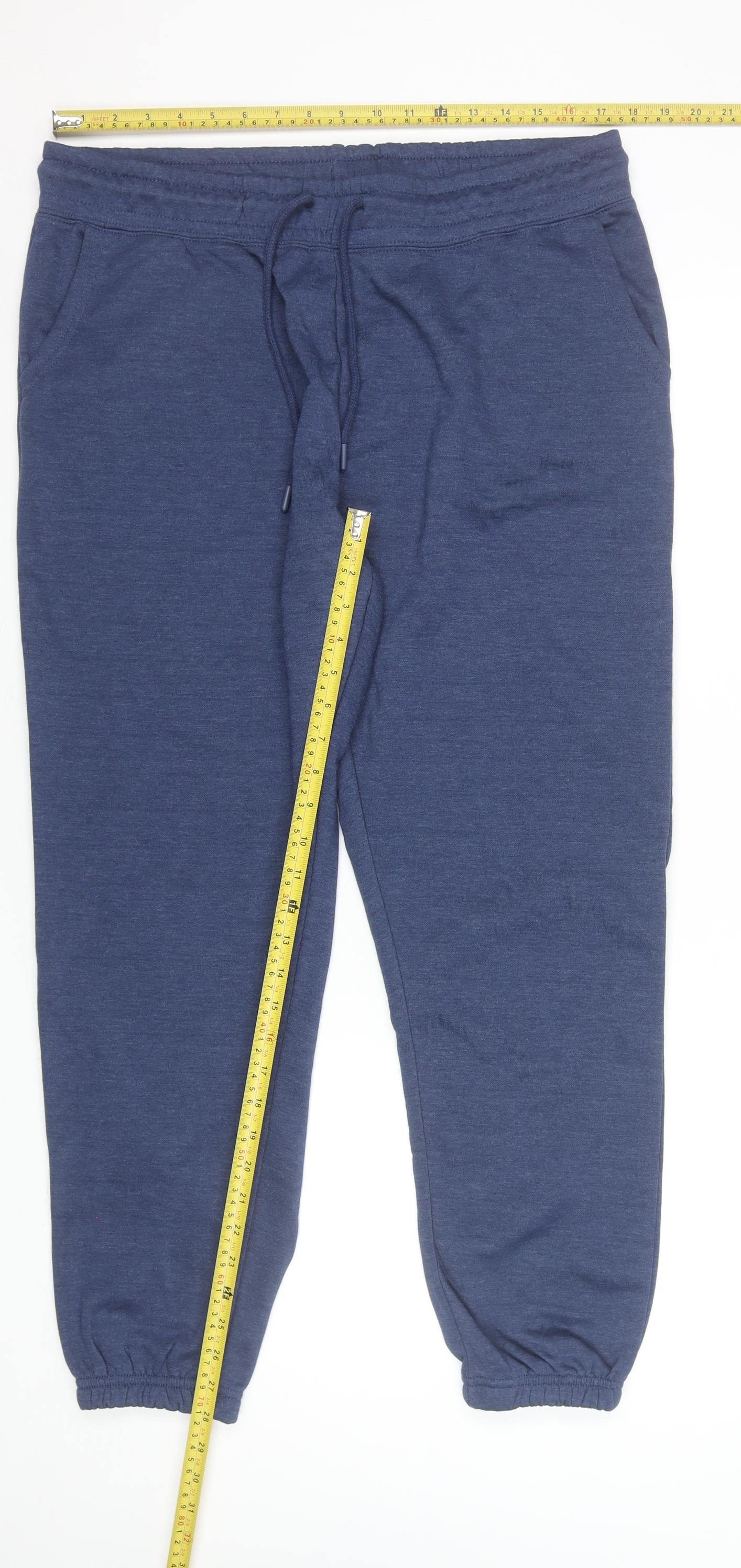 Dunnes Stores Men Blue Cotton Jogger Trousers Size L Regular Fit