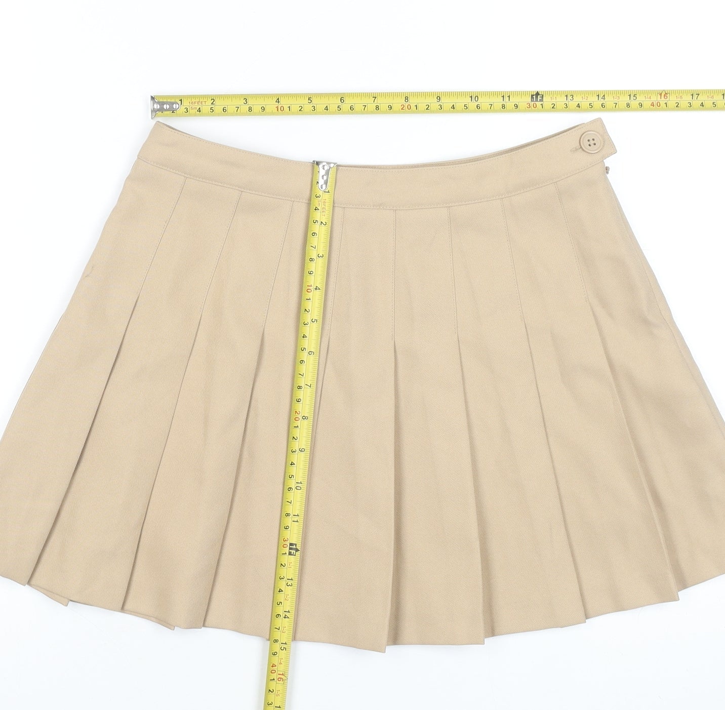 Forever 21 Women Beige Pleated Short Skirt Size M