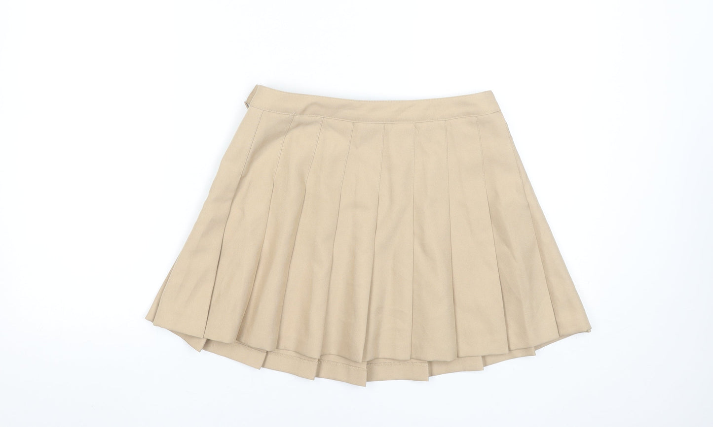 Forever 21 Women Beige Pleated Short Skirt Size M