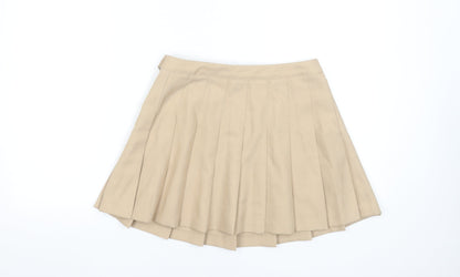 Forever 21 Women Beige Pleated Short Skirt Size M