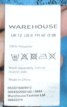 Womens UK Size 12 Warehouse Blue Basic Blouse