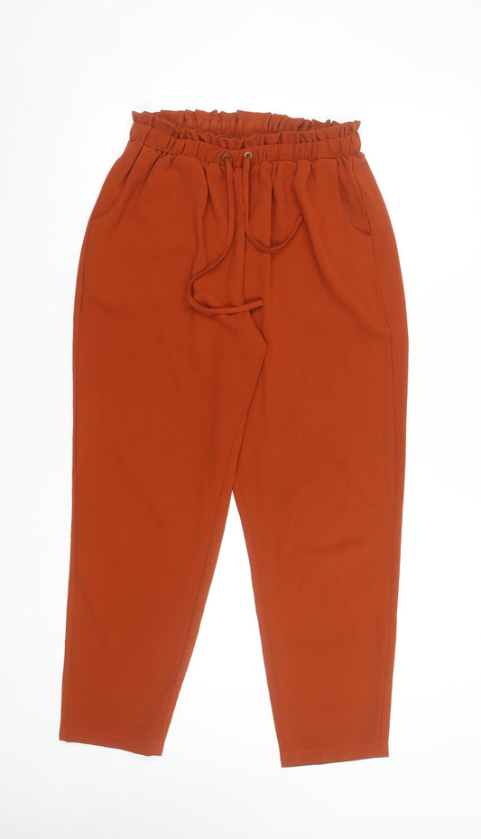 New Look Women’s Orange Paperbag Trousers Size 10 High Waist
