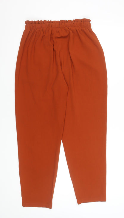 New Look Women’s Orange Paperbag Trousers Size 10 High Waist