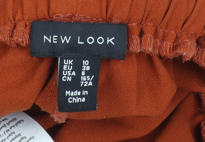 New Look Women’s Orange Paperbag Trousers Size 10 High Waist