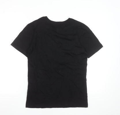 Kenzo Men Black Small Tiger Logo Embroidered Designer T-Shirt