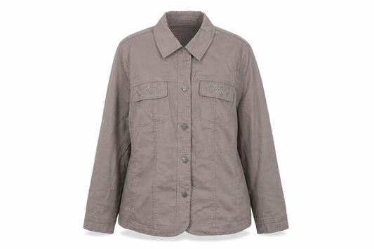 Front view of Oscar B. Women's Brown Cotton Stretch Jacket, size 20, Casual