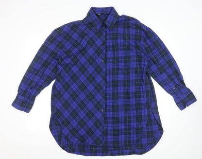 Womens UK Size XS Zara Blue Basic Button-Up