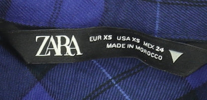 Womens UK Size XS Zara Blue Basic Button-Up
