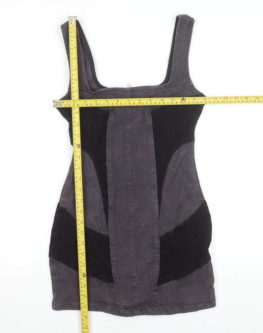 PrettyLittleThing Women’s Grey Bodycon Mini Dress UK 6 Sleeveless Zip Back