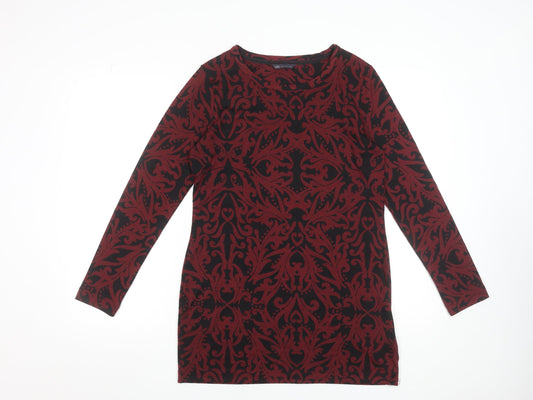 Marks and Spencer Women Red Knit Shift Dress Size 12 Long Sleeve