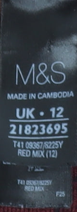 Marks and Spencer Women Red Knit Shift Dress Size 12 Long Sleeve