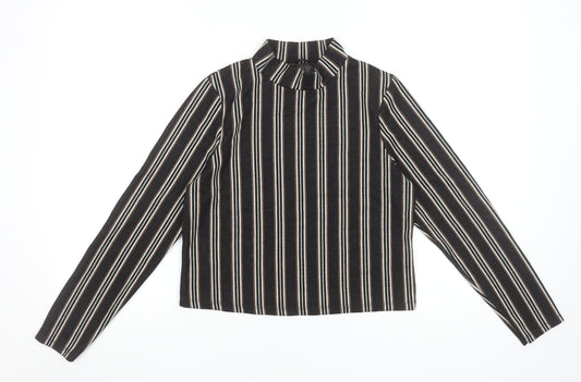 Womens UK Size 12 River Island Black Cropped Blouse
