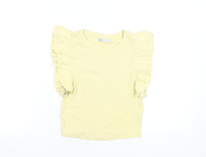 Womens UK Size M Zara Yellow Cropped T-Shirt
